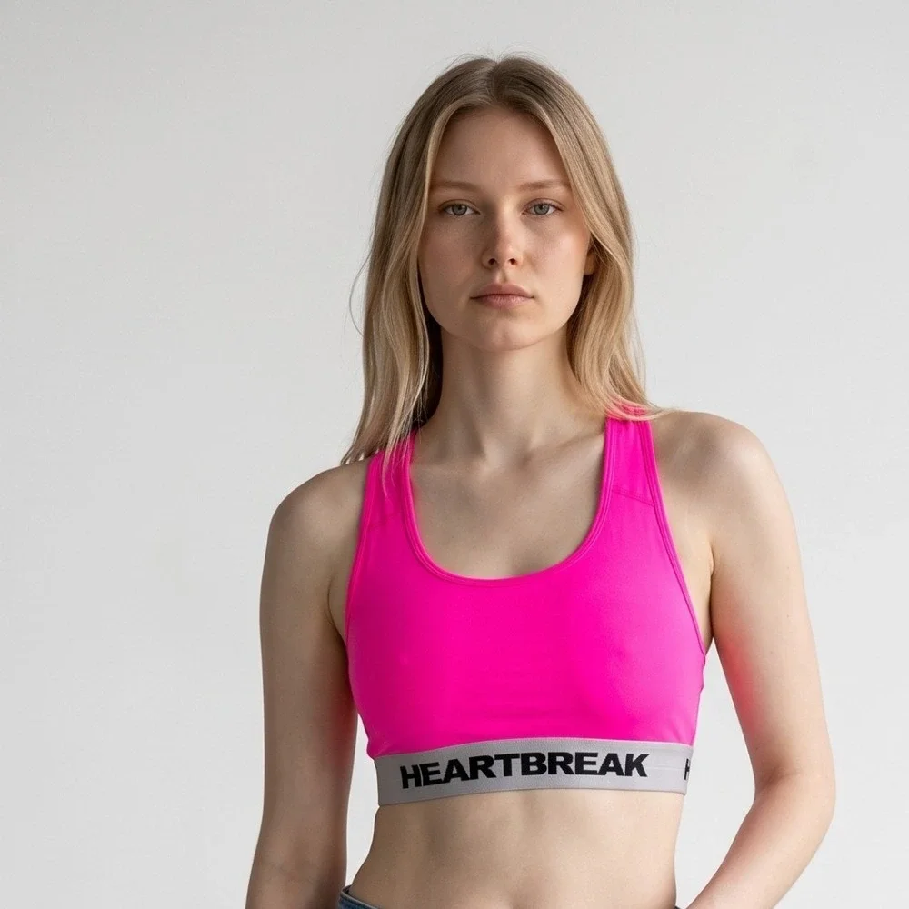 Heartbreak Women's sendy sports bra neon pink Athleisure Racerback Small NEW